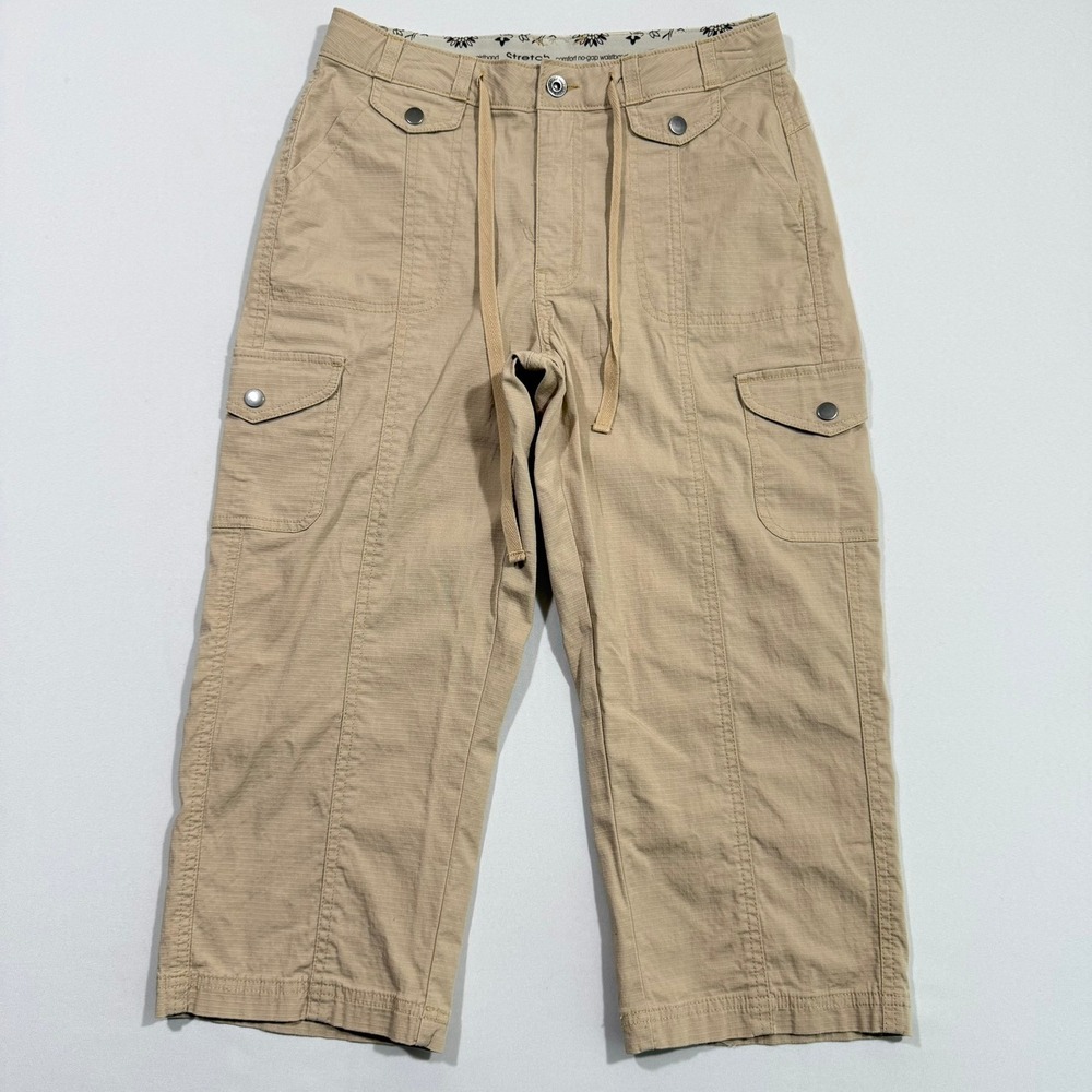 Riders by Lee Womens 8M Tan Ripstop Cargo Crop Pants Y2K Gorpcore Hiking